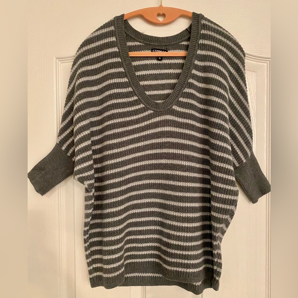 Express knit gray striped sweater